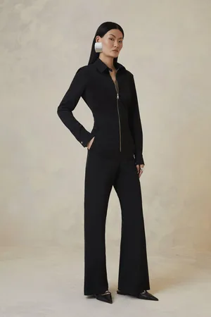 Compact Stretch Tailored Two Piece Jumpsuit