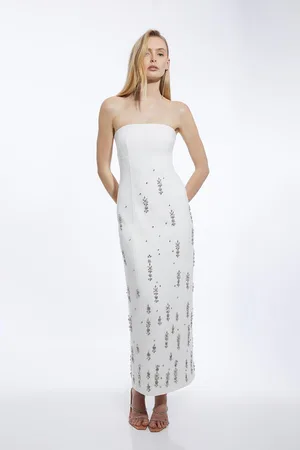 Karen Millen Crystal Embellished Bandeau Midi Dress