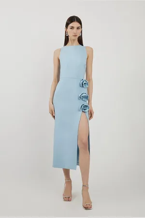 Karen Millen Petite Rosette Ponte Jersey Slit Midi Dress