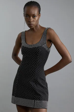 Karen Millen Studded Ponte Jersey Strappy Mini Dress