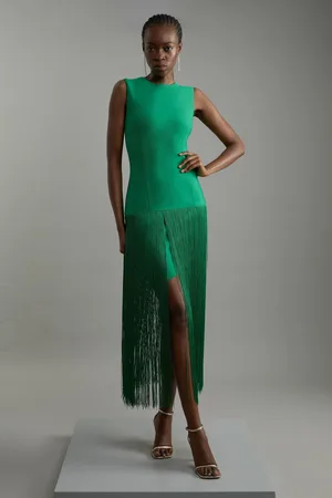 Karen Millen Figure Form Bandage Tassel Hem Knitted Dress