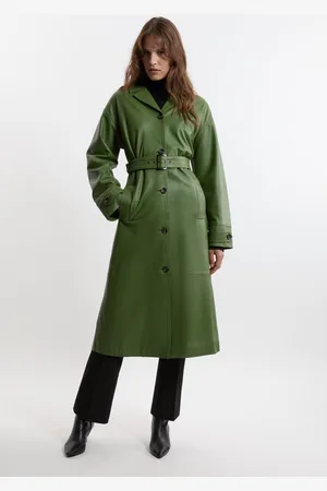 Karen Millen Leather Belted Clean Trench Coat