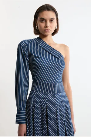 Karen Millen Asymmetric Cottond Woven Long Sleeved Shirt