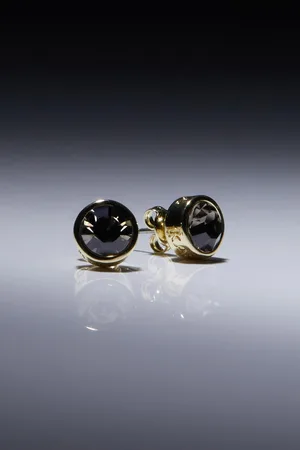 Karen Millen 14kt Gold Plated Hand Set European Crystal Solitaire Stud Earrings