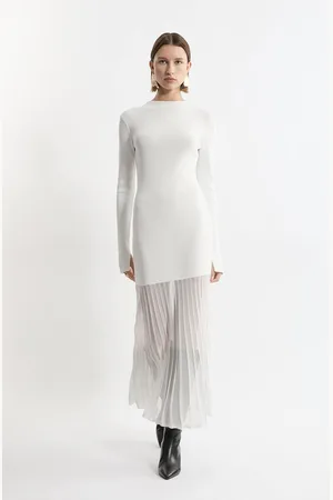 Karen Millen Petite Viscose Blend Knit Sheer Skirt Maxi Dress