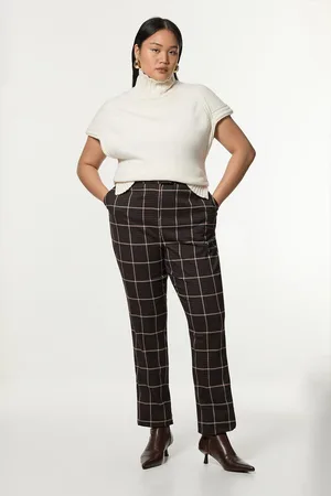 Karen Millen Plus Size Check Straight Leg Tailored Trouser