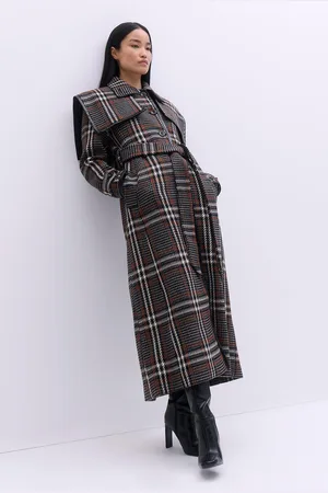Karen Millen Premium Italian Wool Storm Flap Belted Tailored Midaxi Coat