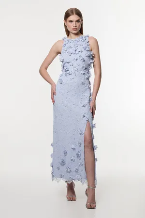 Karen Millen Petal Applique Lace Woven Midi Dress