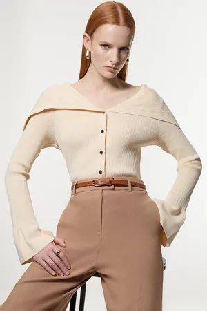 Karen Millen Premium Yarn Wide Collar Knitted Cardigan