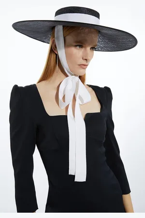Karen Millen Grosgrain Tie Statement Boater Hat