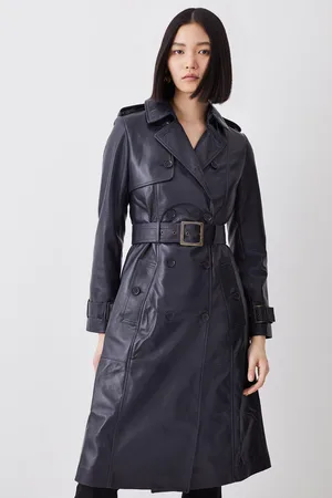 Karen Millen Leather Trench Belted Mac Coat