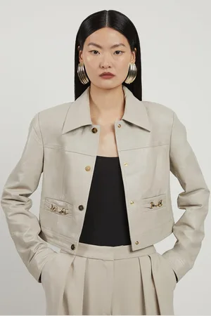 Karen Millen Leather Snaffle Trim Jacket