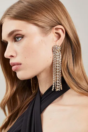 Karen Millen Diamante Statement Tassel Earrings