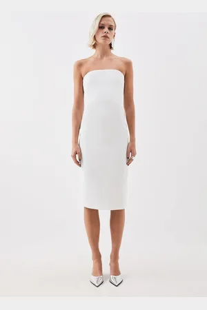 Karen Millen The Founder Compact Stretch Viscose Bandeau Pencil Tailored Midi Dress