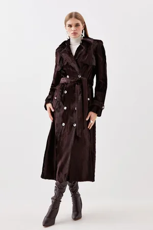 Karen Millen Signature Ponyskin Belted Midi Trench Coat