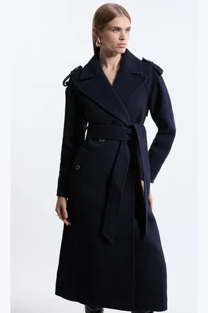 Karen Millen Tailored Wool Blend Double Breasted Belted Midi Coat