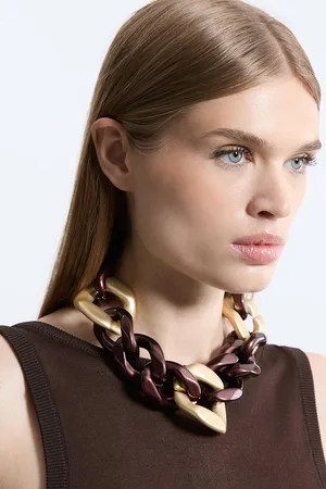 Karen Millen Chocolate Mix Chain Necklace
