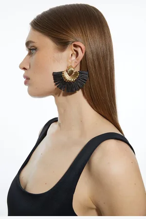 Karen Millen Raffia Fan Statement Earring