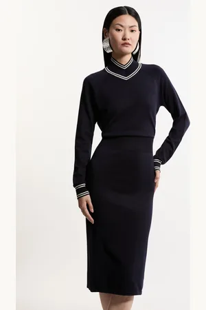 Karen Millen Viscose Blend High Neck Knit Mini Dress