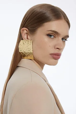 Karen Millen Large Hammered Statement Earring