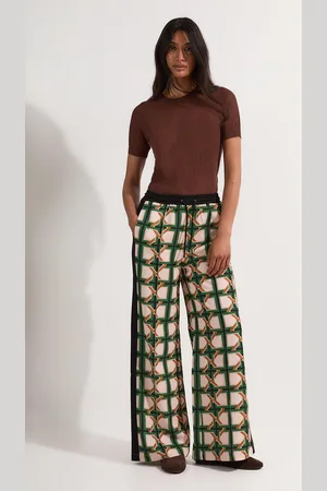 Karen Millen Twill Tie Border Print Woven Tie Waist Trouser