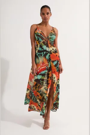 Karen Millen Butterfly Embellished Strappy Georgette Beach Dress