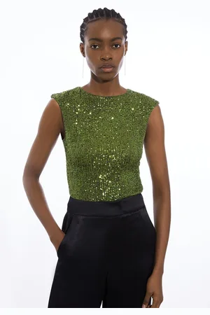 Karen Millen Sequin Jersey Back Cut Out Bodysuit