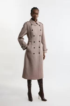 Karen Millen Wool Blend Military Midi Coat