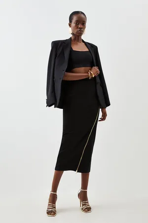 Karen Millen Ponte Zip Detail Midaxi Skirt