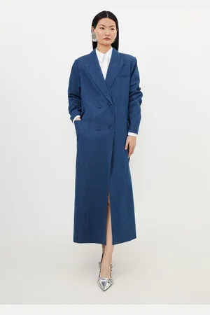 Karen Millen Denim Double Breasted Maxi Coat