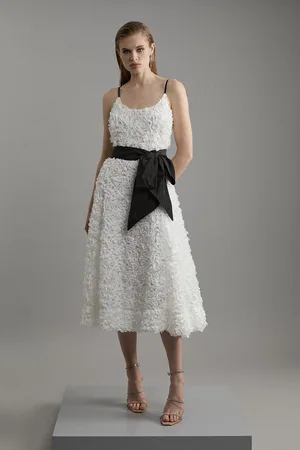 Karen Millen Petite Textured Rosette Bow Detail Prom Dress