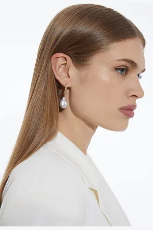 Karen Millen Diamante Statement Pearl Earring