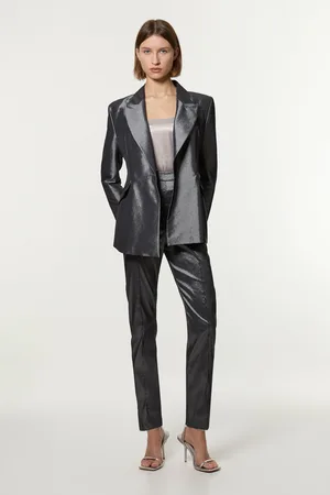Karen Millen Fluid Tailored Metallic Straight Leg Trousers