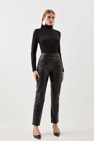 Karen Millen Leather Button Detail Trouser