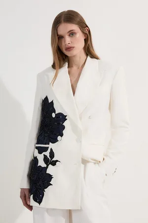 Karen Millen Premium Summer Embellished Applique Tailored Jacket