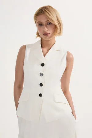Karen Millen Viscose Linen Tailored Waistcoat