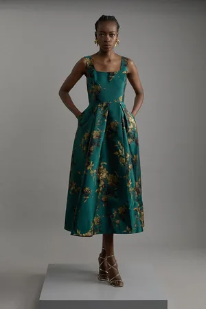 Karen Millen Petite Floral Print Woven Midaxi Dress
