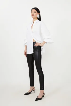 Karen Millen Petite Faux Leather And Ponte Leggings