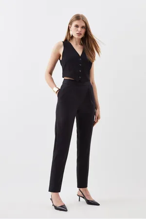 Karen Millen Compact Stretch High Waist Tailored Trousers