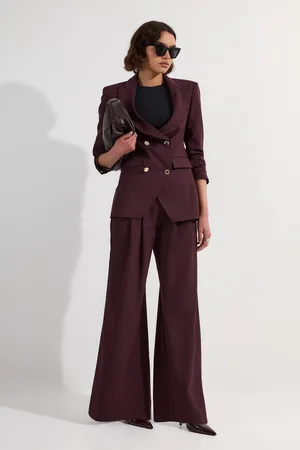 Karen Millen Pinstripe Corseted Tailored Wide Leg Trouser