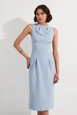 Karen Millen Tall Structured Crepe Sleeveless Tailored Pencil Midi Dress