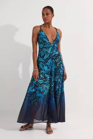 Karen Millen Ombre Butterfly Strappy Georgette Beach Maxi Dress