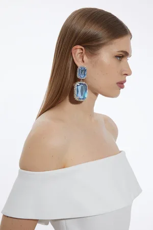 Karen Millen Statement Diamante Framed Drop Earrings
