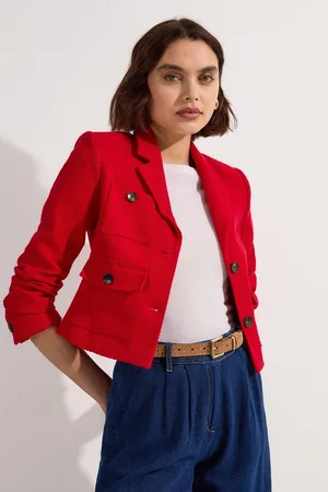 Karen Millen Petite Textured Tweed Cropped Tailored Jacket