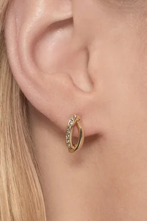 Karen Millen 14kt Plated Oval Pavé Chain Stud Earrings