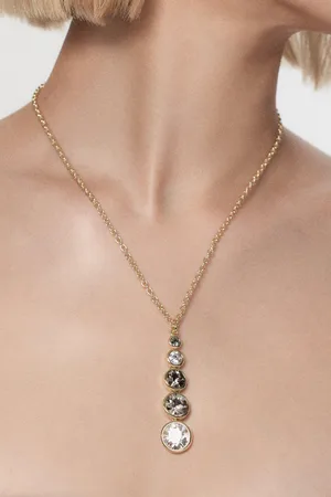 Karen Millen 14kt Plated Crystal Teardrop Pendant Necklace