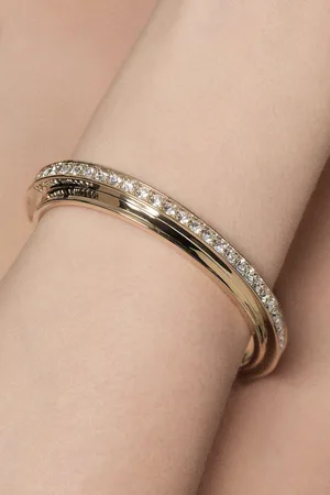 Karen Millen 14kt Plated Crystal Diagonal Cuff