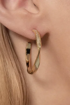 Karen Millen 14kt Plated Textured Twist Hoop Earrings