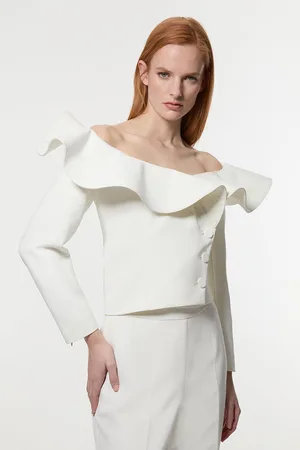 Karen Millen Drama Ruffle Asymmetric Tailored Jacket