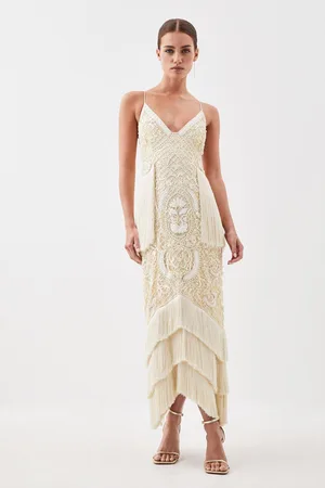 Karen Millen Petite Pu Leather Sequin Woven Strappy Mini Dress